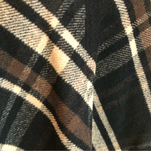 Lucky Brand Caftan Open Cardigan Brown/Black Plaid Women’s Size M Poncho Shawl - Picture 15 of 16